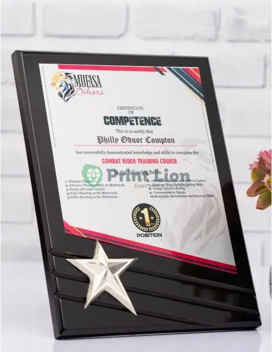 Rectangular wooden awards with a star PLAW051