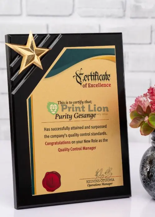 Black wooden star awards PLAW158