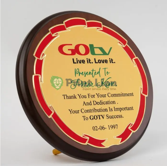 Patterned circular wooden awards PLAW071