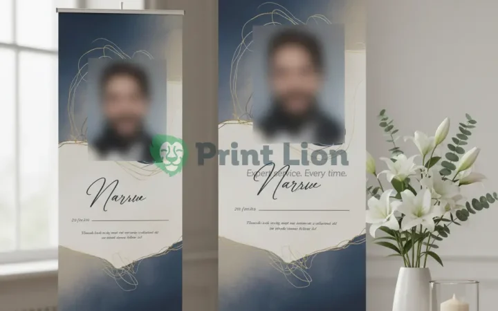 Funeral roll up banners