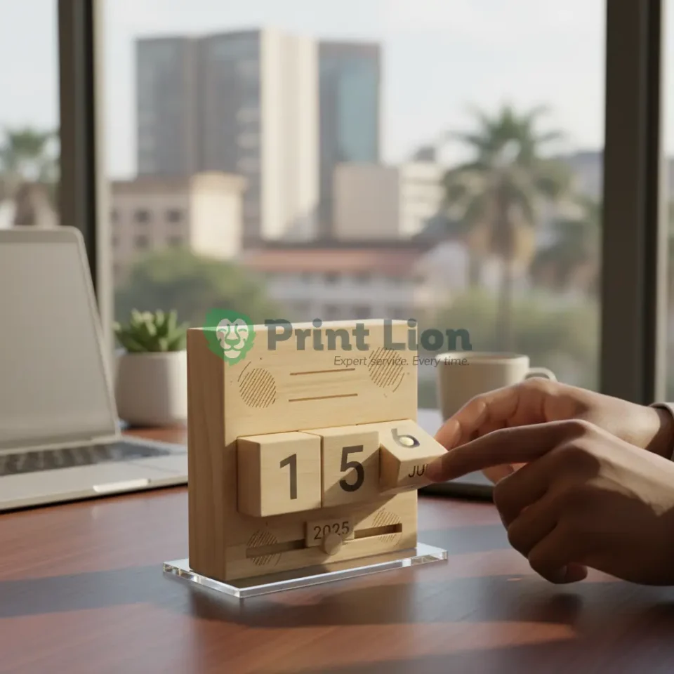 Wooden desk calendar