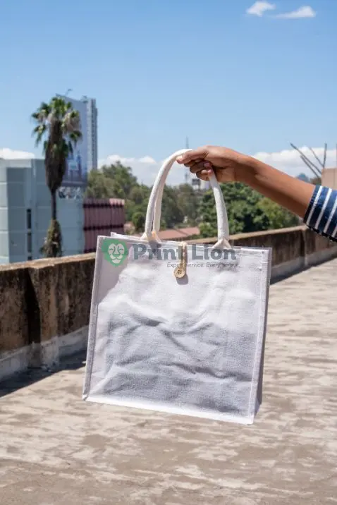 A3 Jute bags with a side button.43*33cm PLBG066